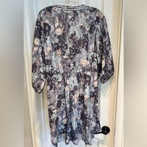 Rebecca Taylor Silk Gray and Black Floral Dress